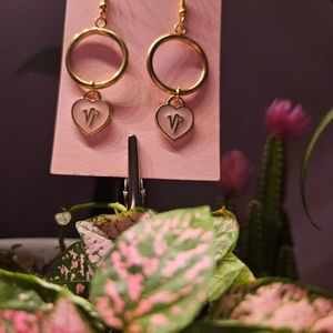 Capricorn ♑️ pink heart hoop earrings